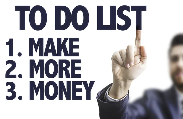 Tekst: Do listy - zarobić więcej pieniędzy — Zdjęcie stockowe
