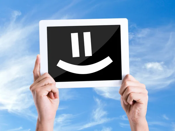 Tablet pc com Smiley Face — Fotografia de Stock