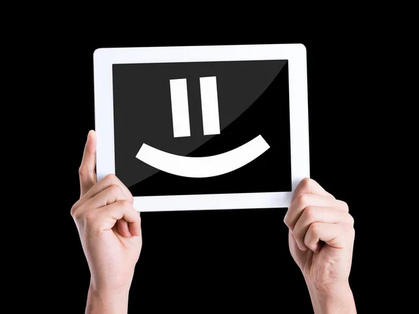 Tablet pc con faccia sorridente — Foto Stock