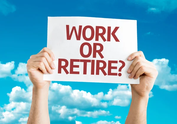 Arbete eller pension? kort — Stockfoto