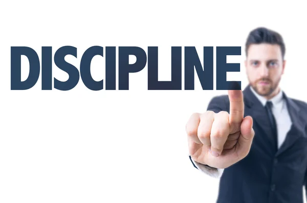 Man met tekst: Discipline — Stockfoto