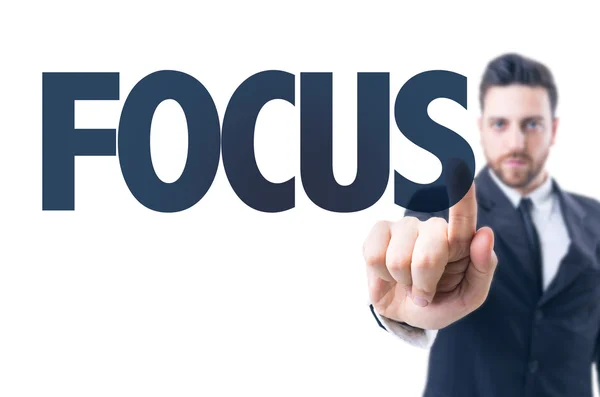 Man met tekst: Focus — Stockfoto