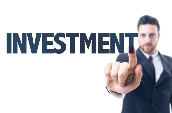Man met tekst: investeringen — Stockfoto