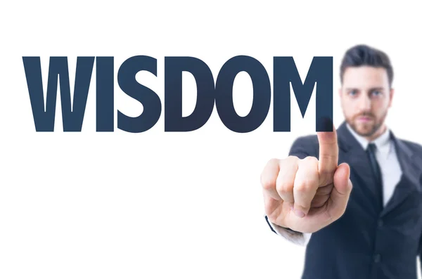 Man met tekst: wijsheid — Stockfoto