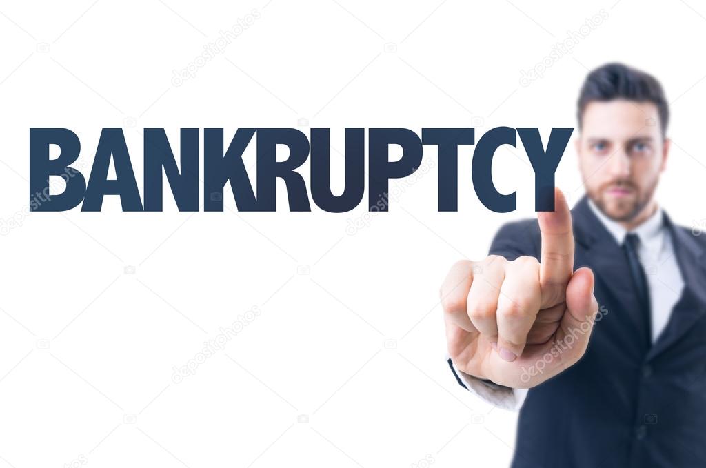 Man with text: Bankruptcy