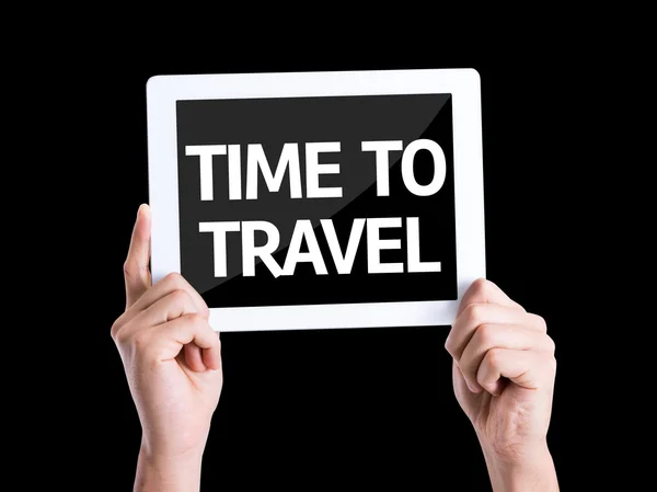 Tablet pc with text Time To Travel — Stock Photo, Image