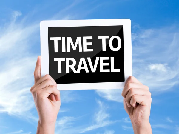 Tablet pc with text Time To Travel — Stock Photo, Image