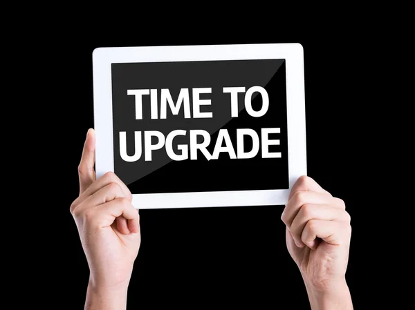 Tablet pc z tekstu czas na Upgrade — Zdjęcie stockowe