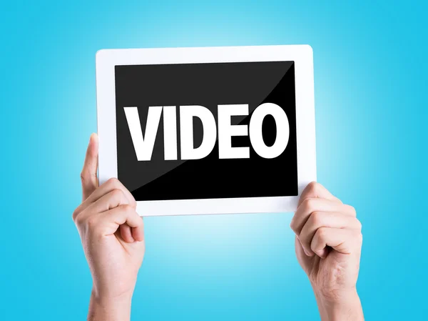 Tablet pc with text Video — Stock Photo, Image