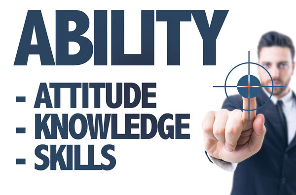 Деловой человек указывая текст
