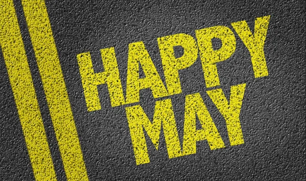 Happy May written on the road — Stock Photo, Image