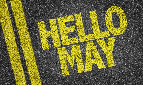 Hello May written on the road — Stock Photo, Image