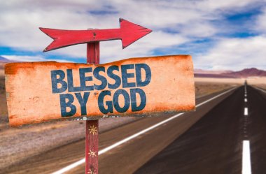 Blessed By God text sign clipart