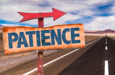 Patience sign with road background clipart