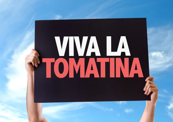 Salud por la tarjeta del partido Tomatina — Foto de Stock