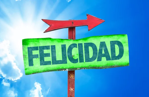 Signo de madera felicidad — Foto de Stock