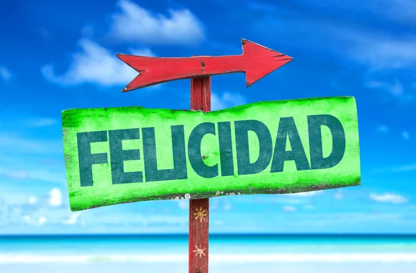 Signo de madera felicidad —  Fotos de Stock