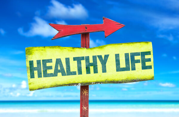 healthy life text sign