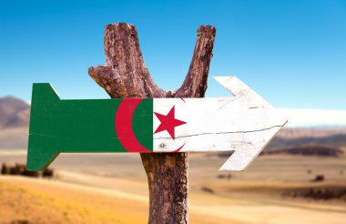 Algeria Flag wooden sign clipart