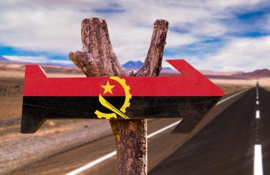 Angola Flag wooden sign clipart