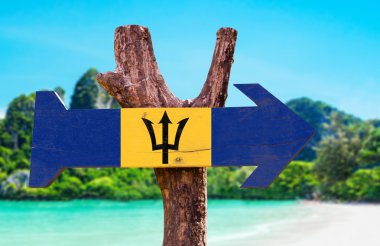 Barbados bayrağı ahşap işareti