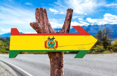Bolivia Flag wooden sign clipart