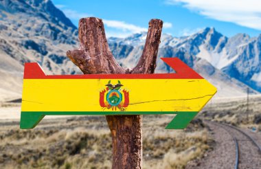Bolivia Flag wooden sign clipart