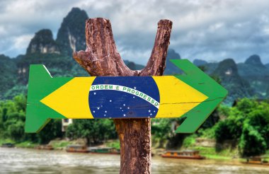 Brezilya bayrağı ahşap işareti