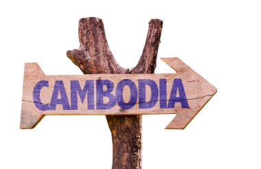 Cambodia wooden sign clipart