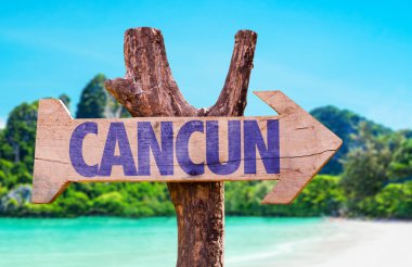 Cancun ahşap işareti