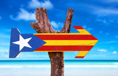 Catalonia Flag wooden sign clipart
