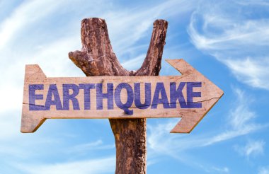 Earthquake wooden sign clipart