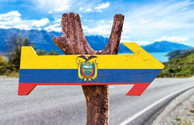 Ecuador Flag wooden sign clipart