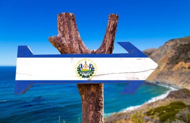 El Salvador flag wooden sign clipart