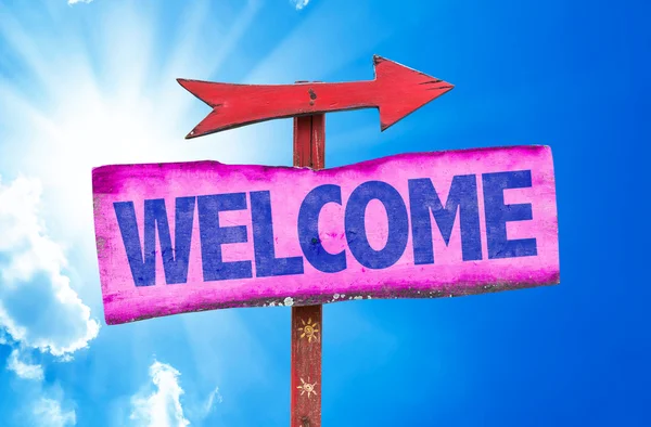 Welcome wooden sign — Stock Photo, Image