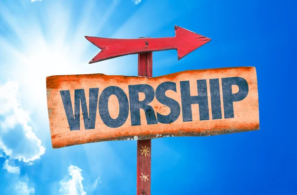 Worship wooden sign — Stock Photo, Image