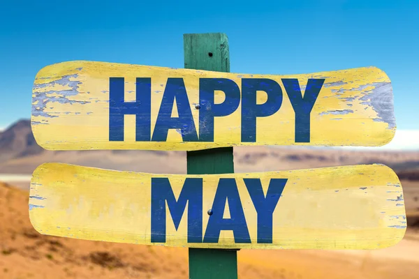 Happy May wooden sign — Stock Photo, Image