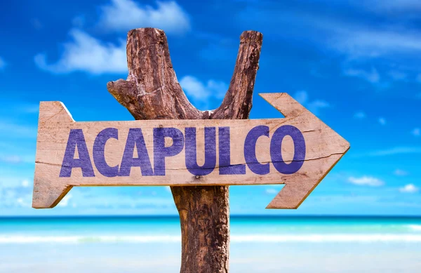 Acapulco houten teken — Stockfoto