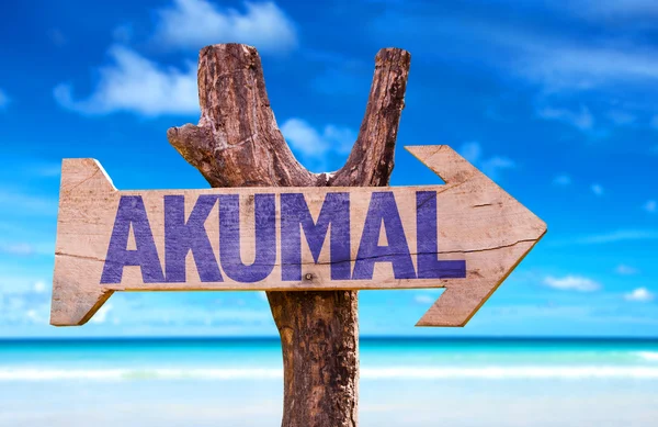 Akumal wooden sign — Stock Photo, Image