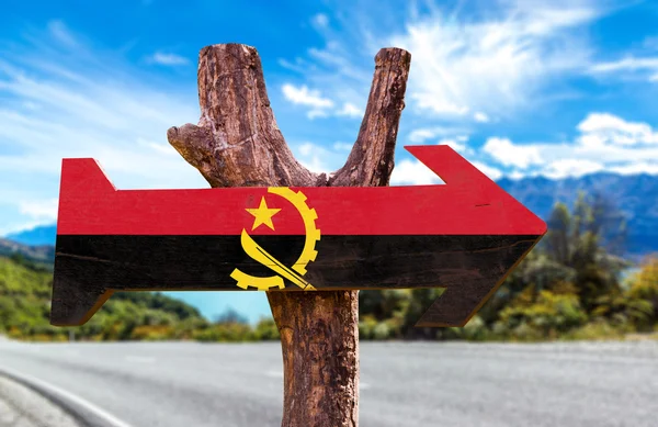 Angola Flag wooden sign — Stock Photo, Image