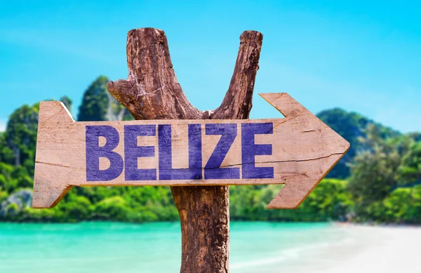 Belize houten teken — Stockfoto