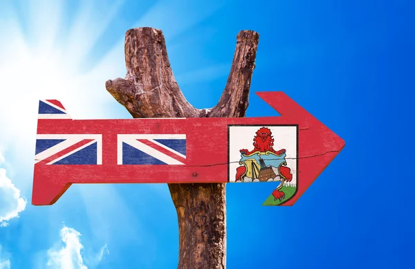 Vlag van Bermuda houten teken — Stockfoto