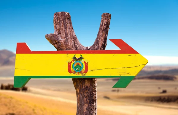 Σημαία της Βολιβίας ξύλινη πινακίδα — Φωτογραφία Αρχείου