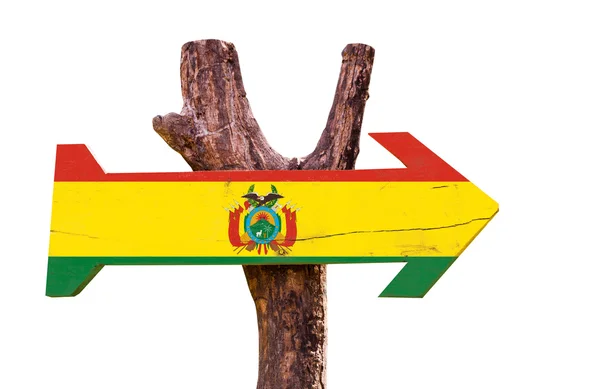 Σημαία της Βολιβίας ξύλινη πινακίδα — Φωτογραφία Αρχείου