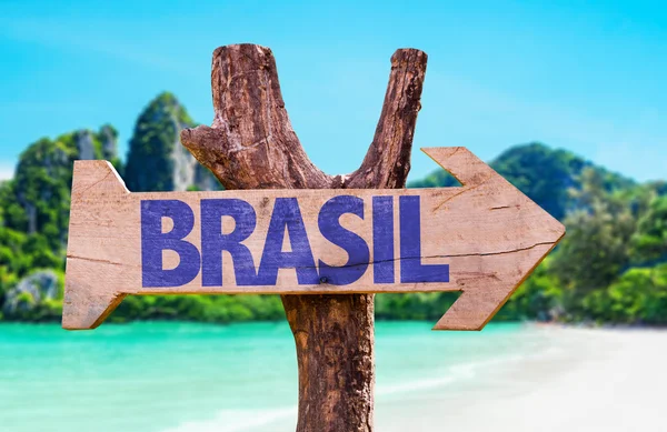 Brésil panneau en bois — Photo