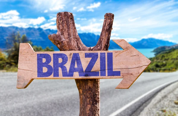 Brazylia drewniany znak — Zdjęcie stockowe