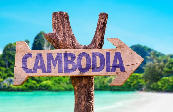 Camboja sinal de madeira — Fotografia de Stock