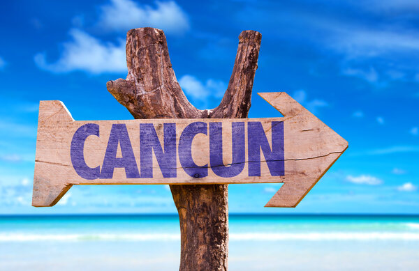Cancun wooden sign
