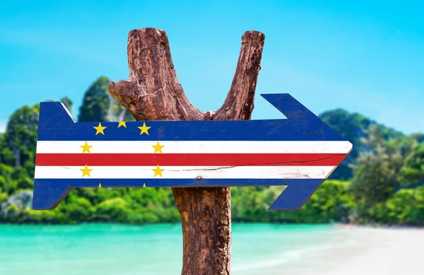 Cape Verde Flagge hölzernes Schild — Stockfoto