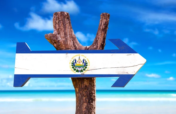 El Salvador Bandiera segno di legno — Foto Stock